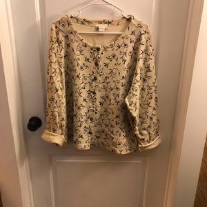 N.Y.L. New York Laundry Cream Button Blazer with Blue Floral Print ~ Size Large